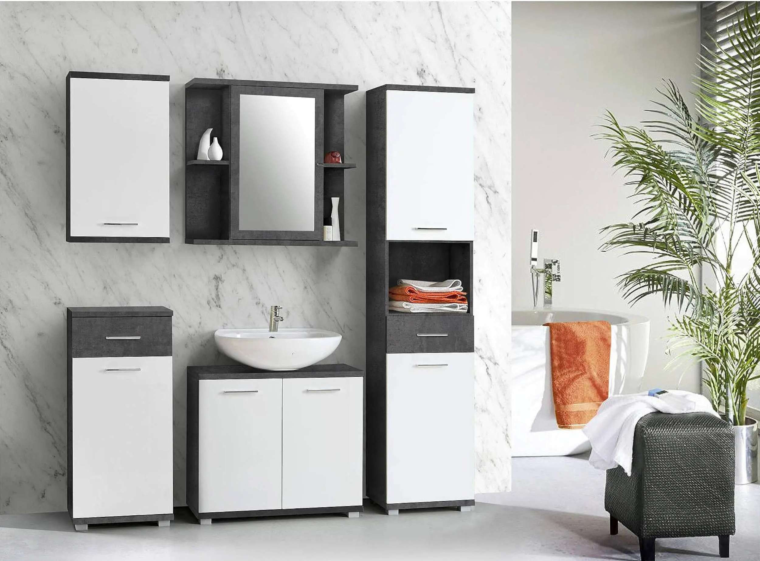 99Rooms Pacio Badezimmerset Beton Optik 30.1412.1 Kaufen for Badezimmer Unterschrank Poco