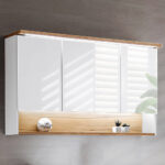 Badezimmer 120Cm Led Spiegelschrank Bermuda 56 In Weiß Mit Wotaneicheb/H/T  120/69/25Cm With Badezimmer Spiegelschrank Weiß