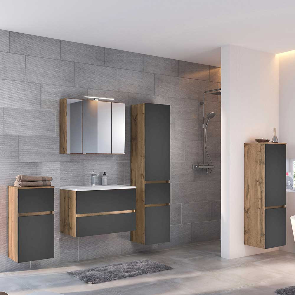 Badezimmermöbel Athrin Breite: 180 in Badezimmer Komplett Set