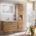 Badmöbel Set 3 Tlg Badezimmerset Fermo Gold Eiche Inkl.waschtisch 60Cm Inside Badezimmer Set Holz