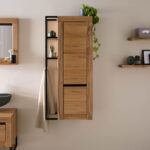 Badschrank Wildeiche / Zerreiche 59X35X130 Natur Geölt Montreux #59 Throughout Hängeschrank Badezimmer