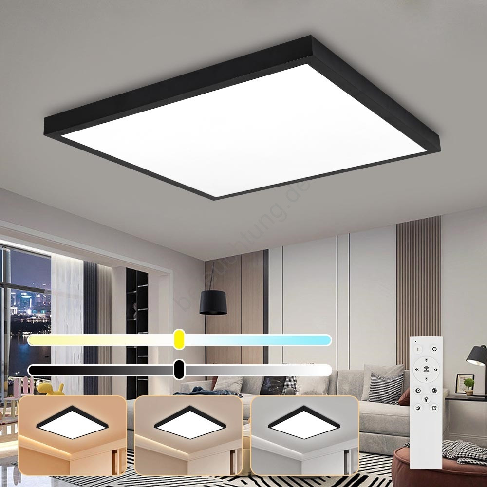 Brilagi - Led Dimmbare Deckenleuchte Frame Smart Led/50W/230V 60X60 Cm  3000-6000K Ip44 Schwarz + Fernbedienung with regard to Badezimmer Lampe Decke