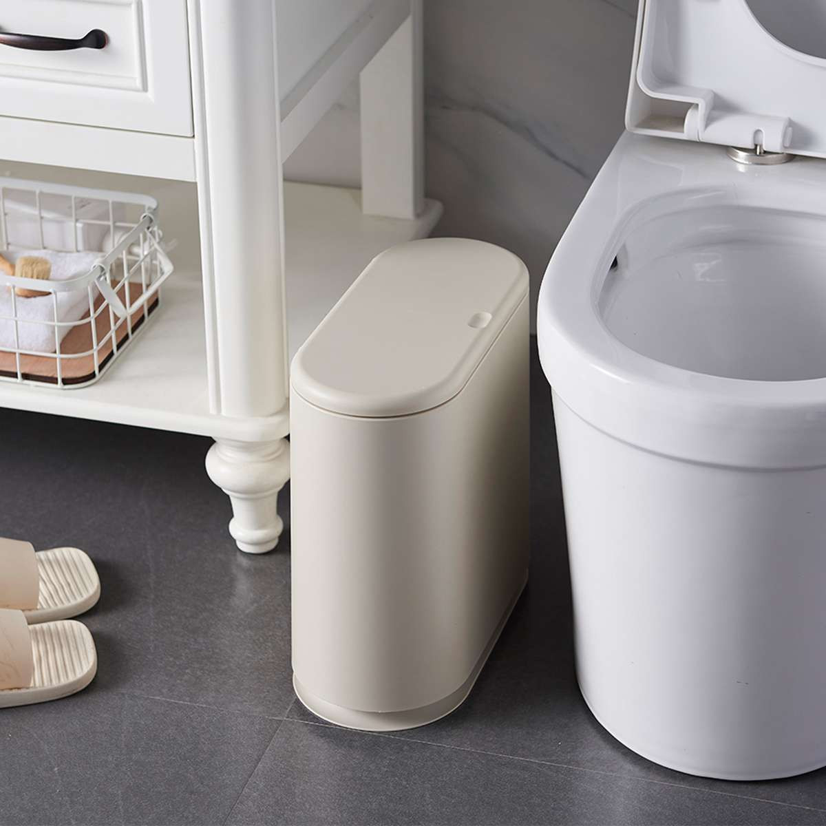 Design Kosmetikeimer Weiß Abfalleimer Mit Schwingdeckel | Müll within Badezimmer Mülleimer