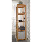 Dunedesign Badezimmer Regal 38 X 39,5 X 162,5 Cm Mit 5 Fächern Aus Bambus Regarding Regal Badezimmer Holz
