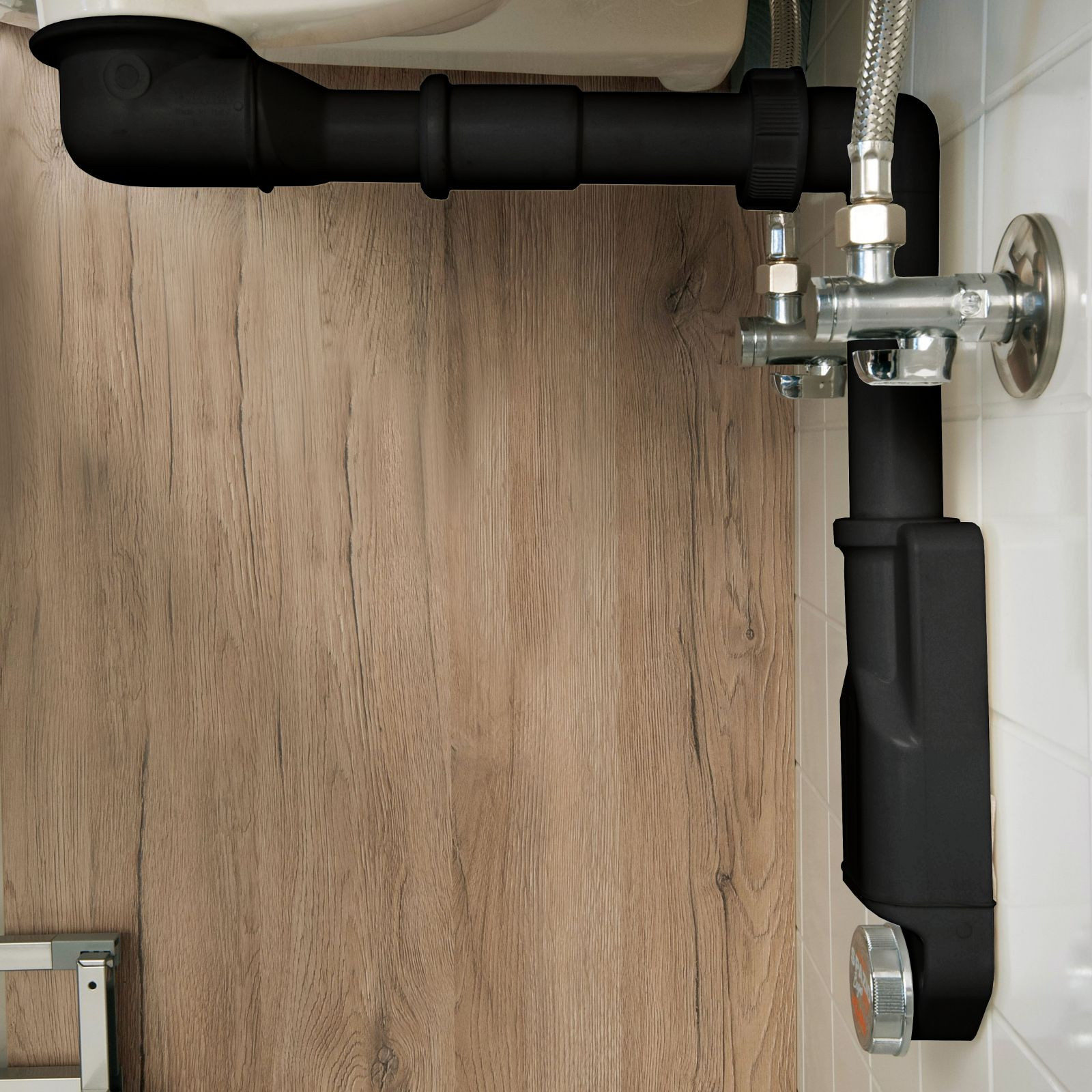 Lira Raumspar-Siphon Mit Revisionsöffnung, 32 - 40 Mm, Schwarz pertaining to Siphon Badezimmer