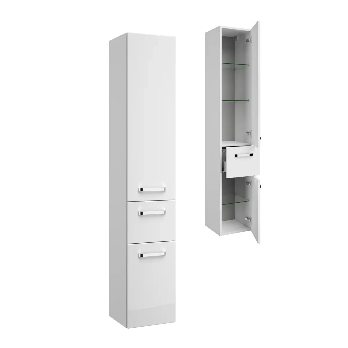 Pelipal Serie 4010 Badezimmer Hochschrank 2-Türig Mit 1 Schubkasten In  Korpus Glanz Weiß Front Hochglanz Weiß Höhe Ca.168 Cm pertaining to Badezimmer Hochschrank Weiß