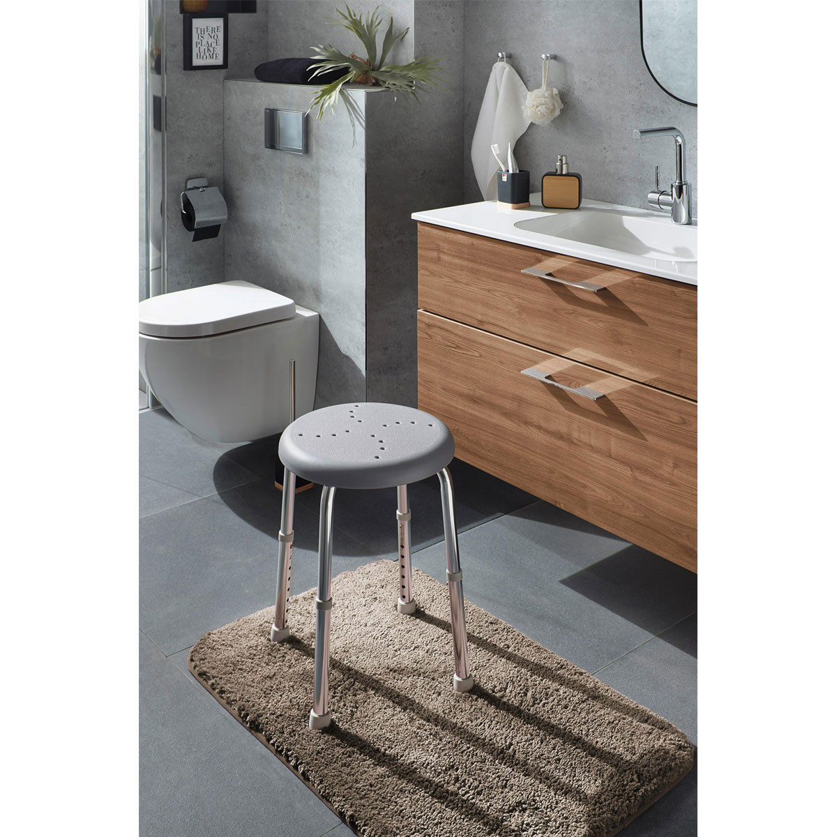 Ridder Bad-Hocker Höhenverstellbar Go Grau throughout Hocker Für Badezimmer