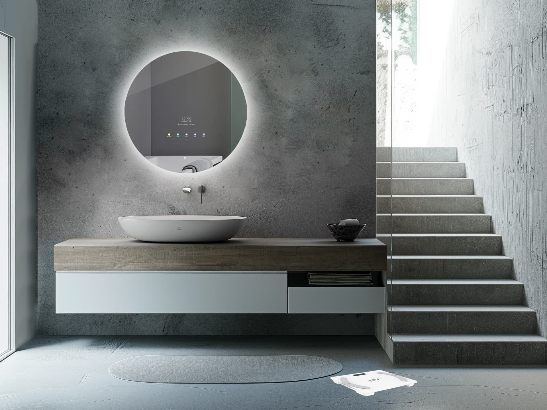 Runder Smart Mirror Mit Led-Beleuchtung within Spiegel Für Badezimmer