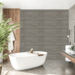 Selbstklebende Xl Fliese Spc Gebürstet Grau Medium Vinyl – 100%  Wasserabweisend – 80 X 40 Cm X 6,5 Mm – Sf11 Regarding Fliesen Badezimmer