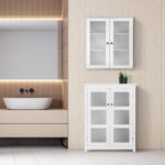 Teamson Home Badezimmer Connor Wandschrank Mit 2 Glastüren Weiß Regarding Wandschrank Badezimmer