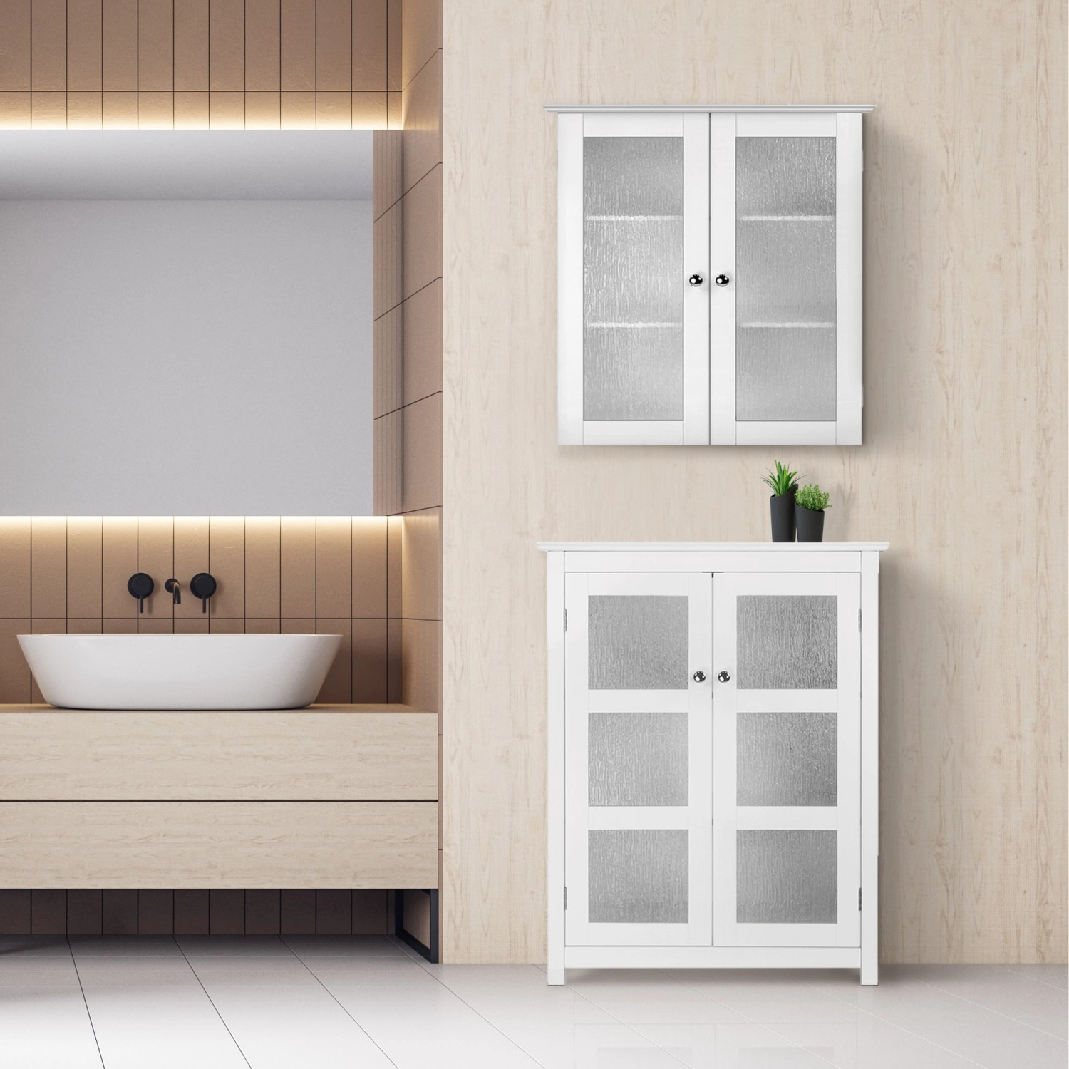 Teamson Home Badezimmer Connor Wandschrank Mit 2 Glastüren Weiß regarding Wandschrank Badezimmer