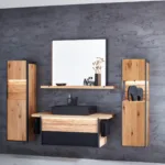 Thielemeyer Steel Badmöbel Set Eiche Massivholz Mit Schwarzen Akzenten Inside Badezimmer Set Holz