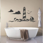 Wandtattoo Badezimmer Leuchtturm Wandsticker Bad Fische Wandtatoo In Wandtattoo Badezimmer