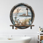 Wandtattoo Maritim Bad Fenster Leuchtturm In Wandtattoo Badezimmer